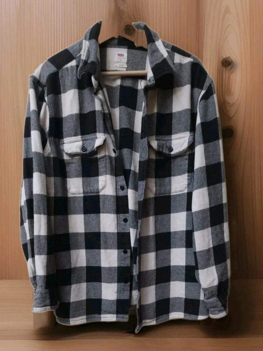 Levi's Black & White Plaid Utility Shirt Jacket